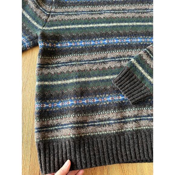 Lands' End Vtg Lambs Wool Green Patterned Sweater Size Medium - Picture 4 of 6